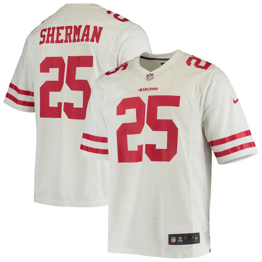 Men San Francisco 49ers 25 Richard Sherman Nike White Game Player NFL Jersey